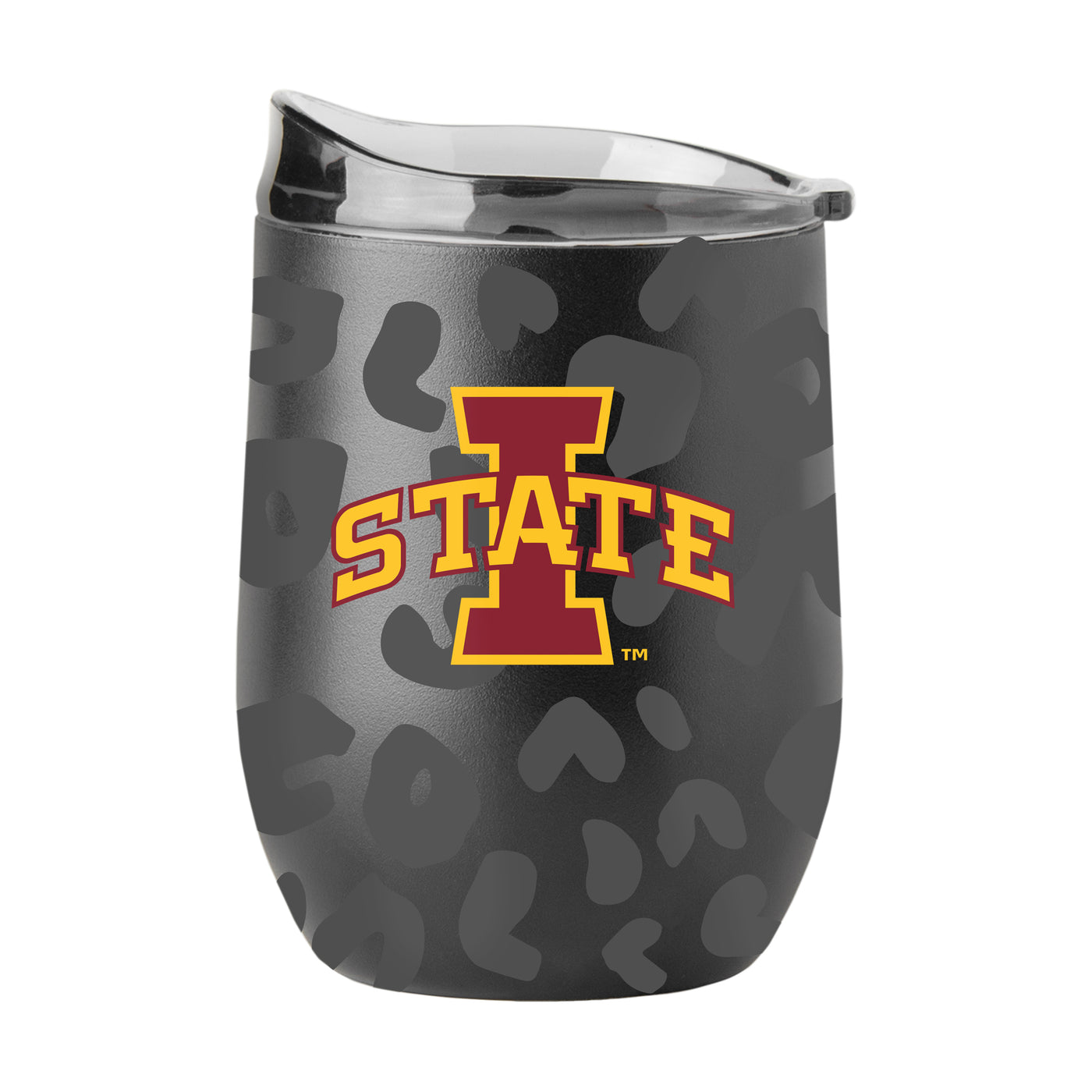 IA State Leopard 16oz Black Powdercoat Curved Beverage