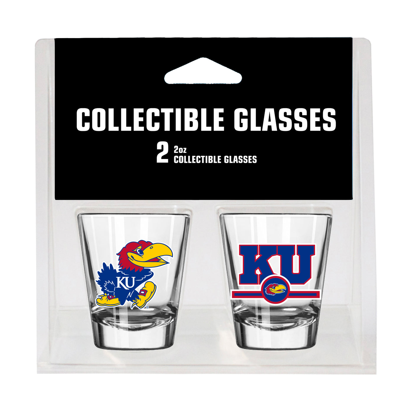 Kansas Campus Colors 2oz Letterman Shot Glass 2 Pack