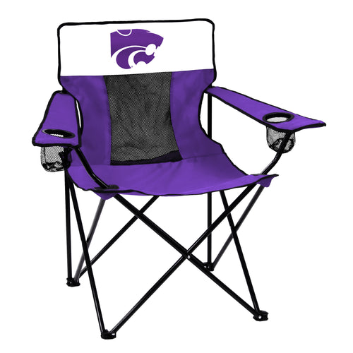 Kansas State Elite Chair by Logo Brands, sports-themed furniture with team logo and green and purple design, ideal for fans.