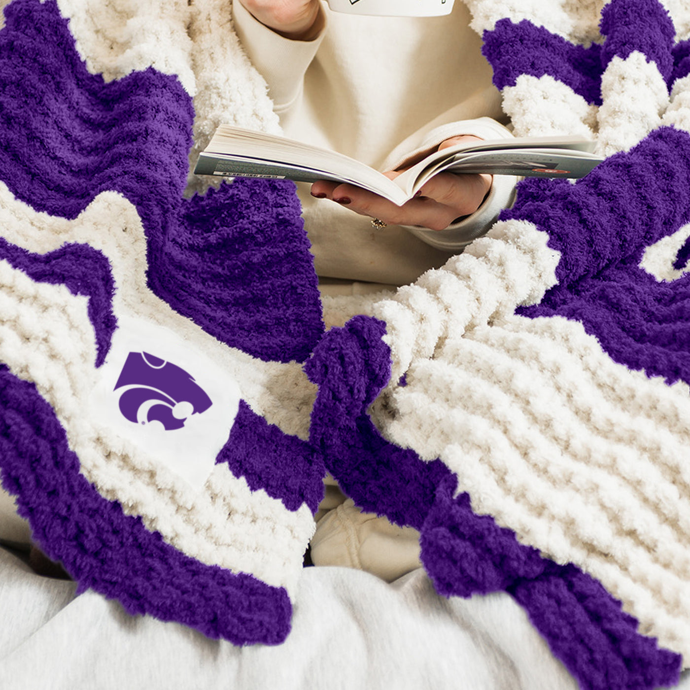 Kansas State Cable Knit Throw 50x60