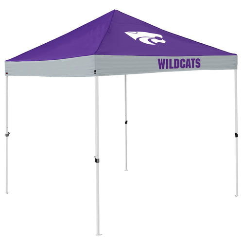 Kansas State Economy Canopy tailgate tent by Logo Brands, with green and purple fabric, sturdy frame, ideal for outdoor events.