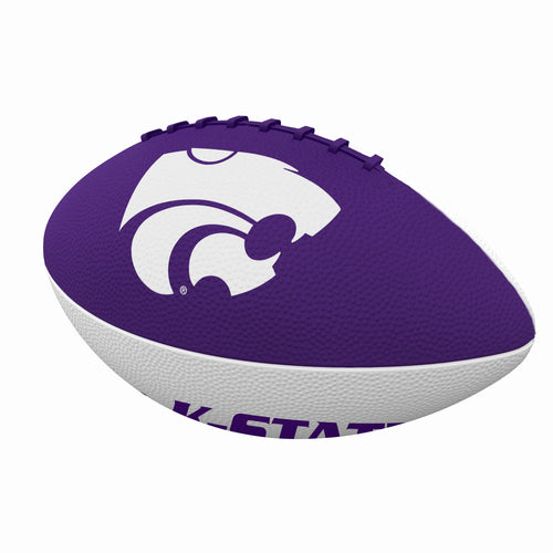 Junior size Kansas State Pinwheel rubber football by Logo Brands, perfect for recreational play and outdoor fun.