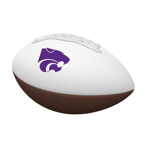 Kansas State Mini Autograph Football by Logo Brands, recreation football with handwritten signatures, on a plain background.