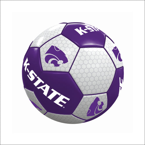 Kansas State Mini Soccer Ball by Logo Brands, small recreation soccer ball with Kansas State logo and team colors.