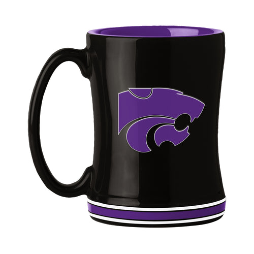 Kansas State 14oz Relief Mug, Logo Brands drinkware featuring team logo and vibrant university design.