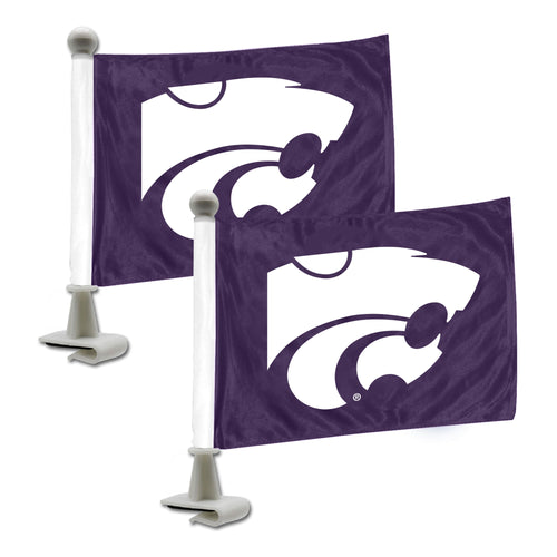 Kansas State University auto flag by Logo Brands featuring the university mascot and colors, designed for vehicle display.