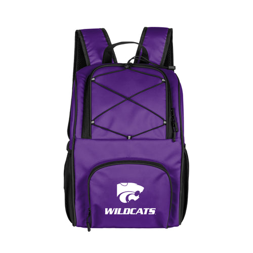 Kansas State 24 Can Flex Backpack Cooler by Logo Brands, insulated cooler with adjustable straps and spacious interior for beverages.