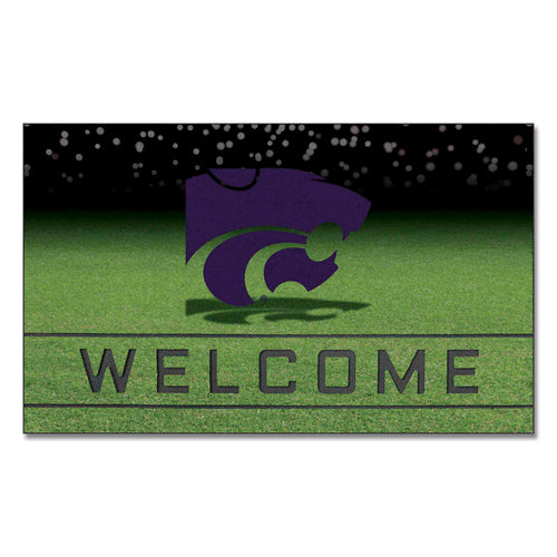 Kansas State University logo rubber door mat with crumb rubber surface, featuring the university's emblem and branding.