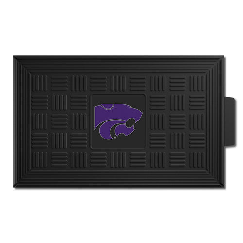 Kansas State University medallion door mat with school logo and emblem, designed for indoor or outdoor use.