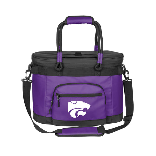 Kansas State 35 Can Flex Cooler by Logo Brands, soft cooler with adjustable strap and Kansas State Wildcats logo, portable and insulated.