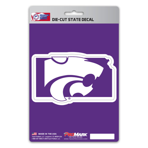 Kansas State University shape decal by Logo Brands, featuring the university's state outline in vibrant colors.