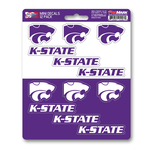 Set of 12 Kansas State University mini decals featuring the university logo, perfect for decorating notebooks or laptops.