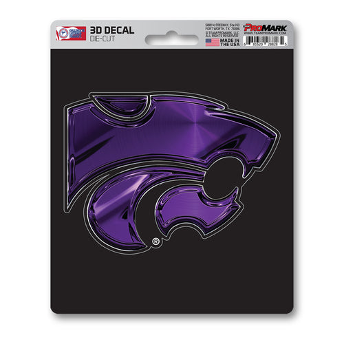 Kansas State University 3D decal by Logo Brands, featuring K-State logo and bold team colors on a durable adhesive decal