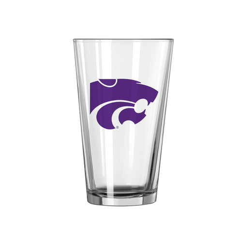 Kansas State 16oz Gameday Pint Glass with logo branding, clear glass drinkware for fans and game day celebrations