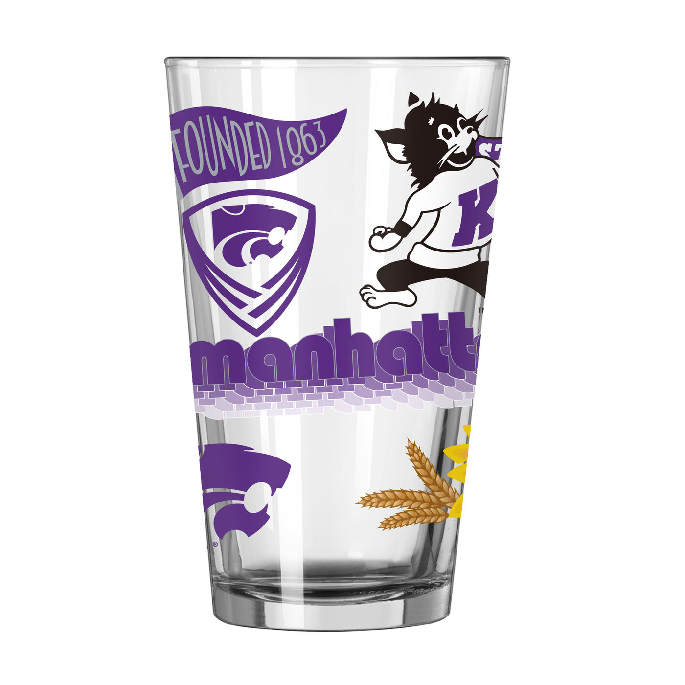 Kansas State 16oz Native Pint Glass