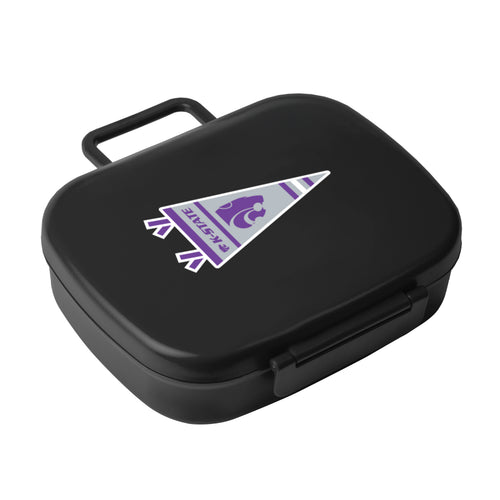 Kansas State University travel pennant lunch box featuring a black cooler with Kansas State logo and mascot design.