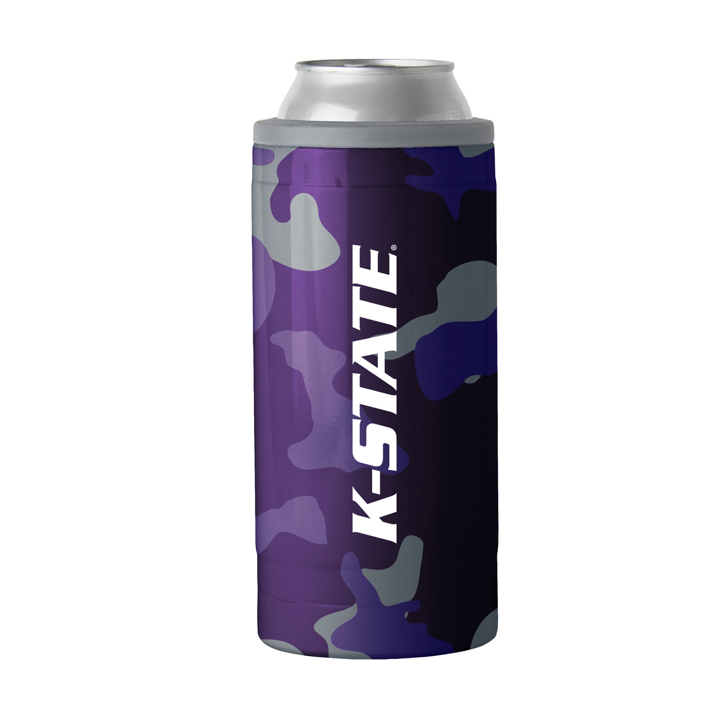 KS State Camo Swagger 12oz Slim Can Coolie