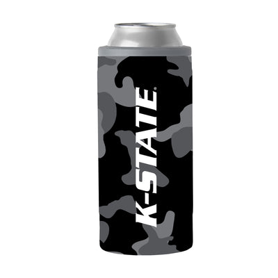 KS State Black Camo 12oz Slim Can Coolie