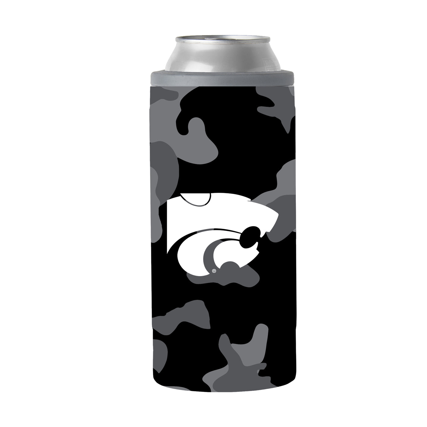 KS State Black Camo 12oz Slim Can Coolie