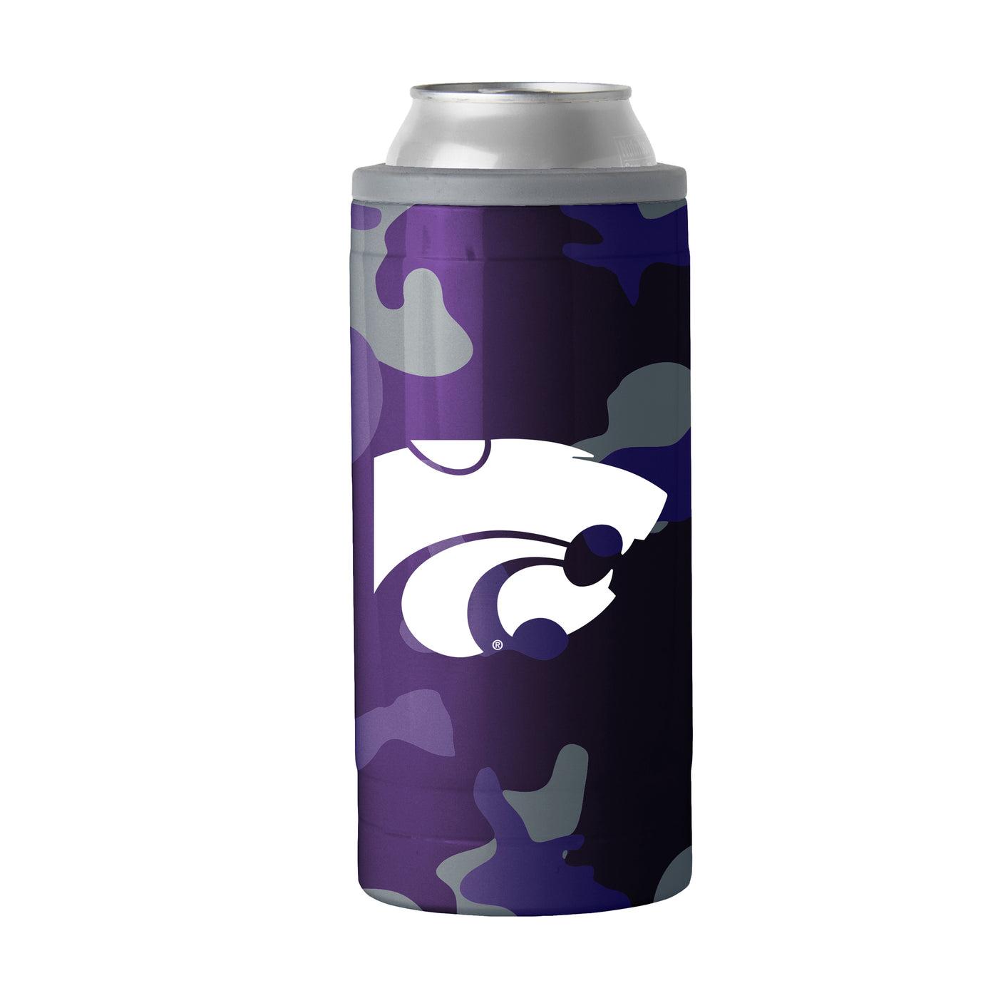 KS State Camo Swagger 12oz Slim Can Coolie