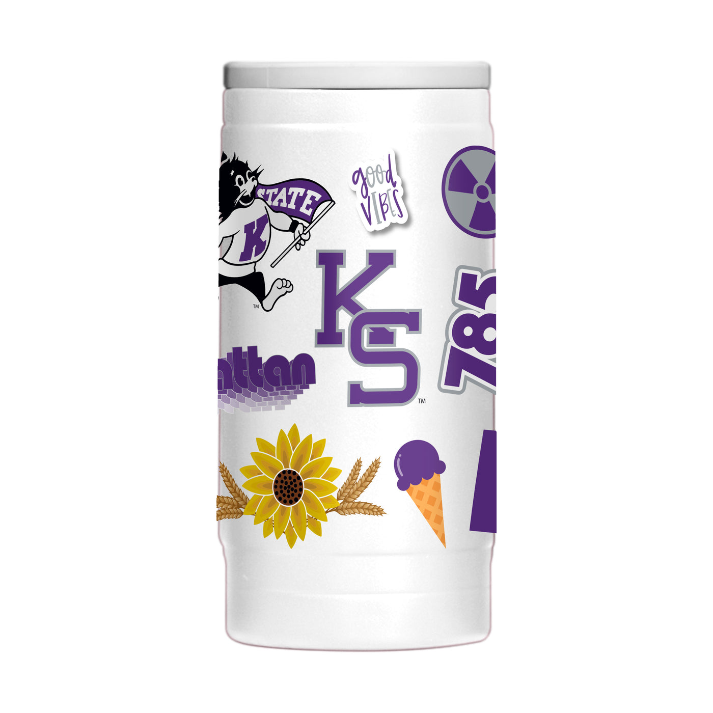 Kansas State 12oz Native Powder Coat Slim Can Coolie