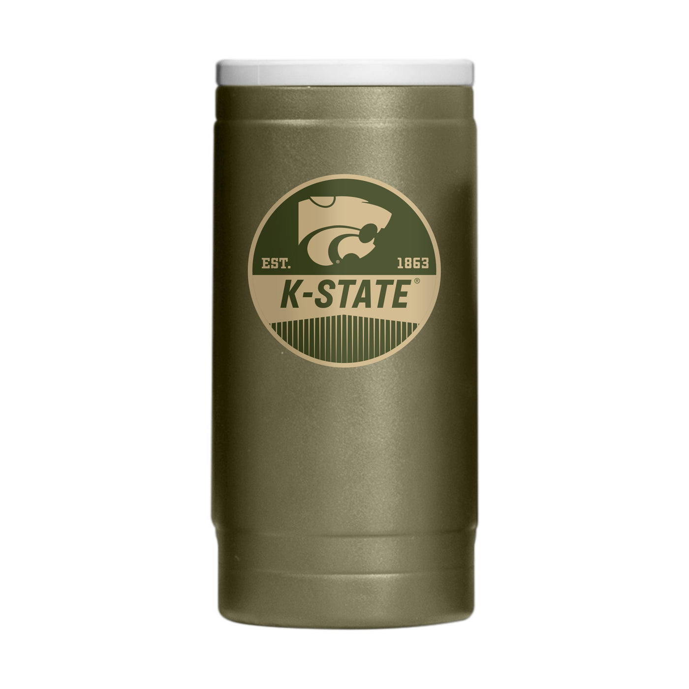 Kansas State 12oz Badge Powdercoat SlimCan Coolie