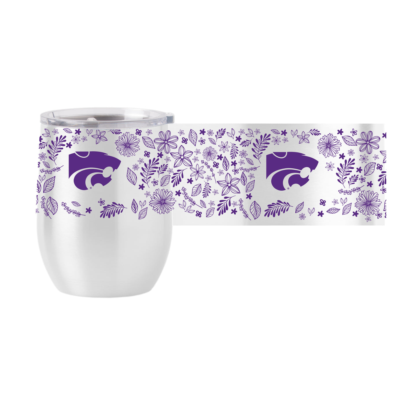 Kansas State 16oz Botanical Stainless Curved Beverage