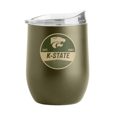 Kansas State 16oz Badge Powder Coat Curved Bev - Logo Brands