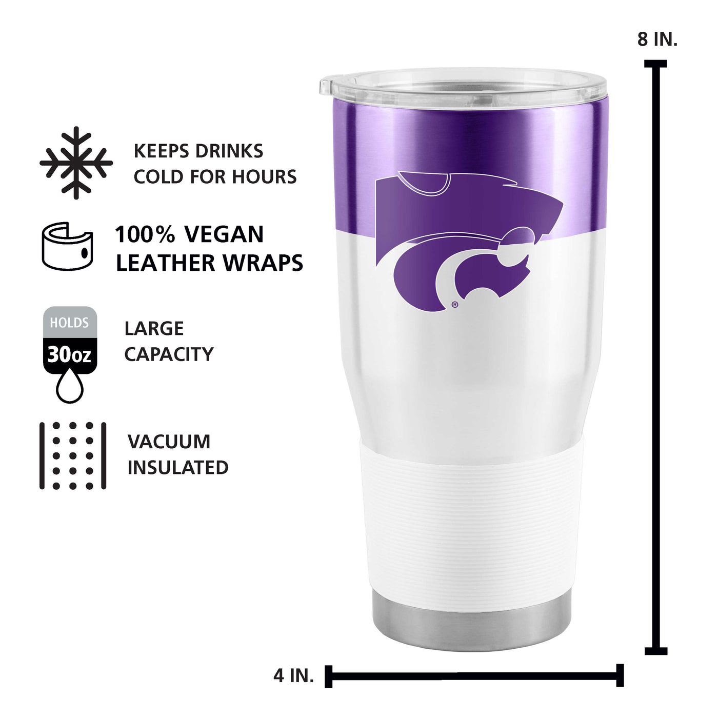 Kansas State 30oz Colorblock Stainless Steel Tumbler