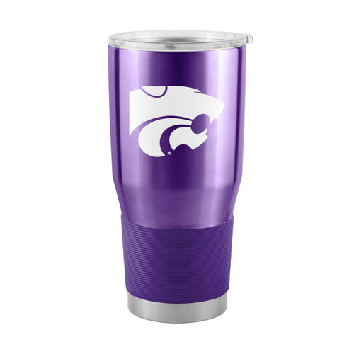 Kansas State Gameday 30 oz stainless steel tumbler with team logo, double-wall insulation, and spill-proof lid for hot or cold drinks.