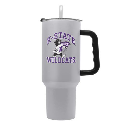 Kansas State 40oz athletic powder coat tumbler by Logo Brands, showing a durable drinkware with team logo and vibrant finish.