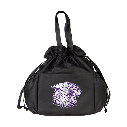 Kansas State Vault drawstring lunch cooler by Logo Brands, eco-friendly insulated cooler bag with Kansas State logo and adjustable straps.