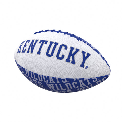 Mini rubber football for recreation by Logo Brands, showing the Kentucky Repeating design in bright colors.