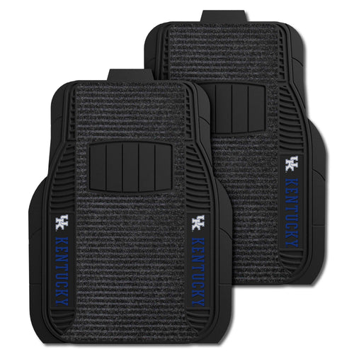 University of Kentucky 2-piece deluxe car mat set by Logo Brands, featuring Kentucky Wildcats logo and durable automotive design.