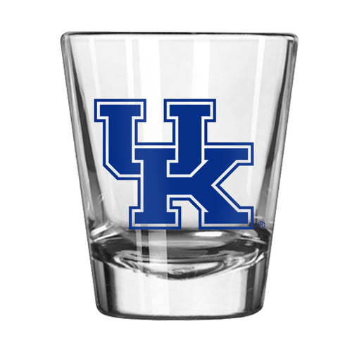 Kentucky Gameday 2oz shot glass by Logo Brands featuring team logo and vibrant design, ideal for sports fans and collectors.
