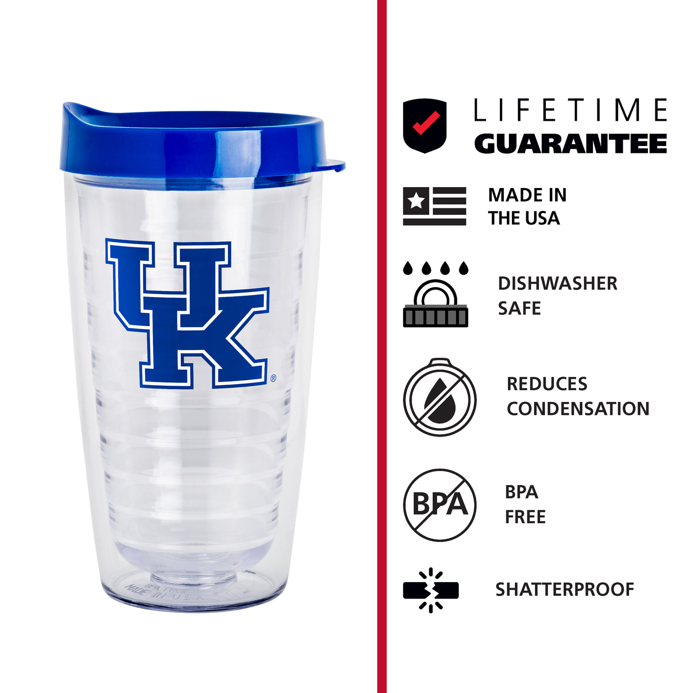 Kentucky 16oz Flipside Dbl Wall Clear Tumbler