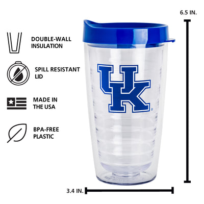 Kentucky 16oz Flipside Dbl Wall Clear Tumbler