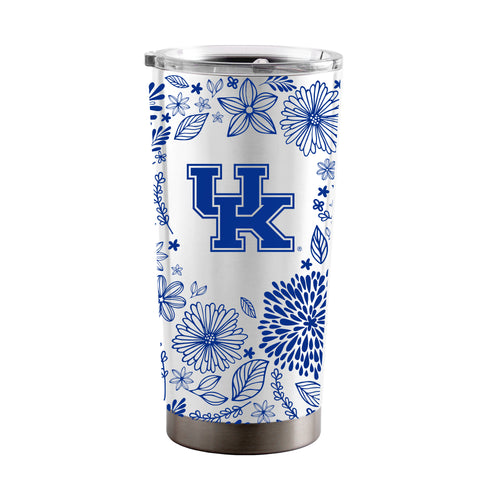 Kentucky 20oz botanical stainless steel tumbler by Logo Brands, featuring a vibrant botanical design for drinkware.