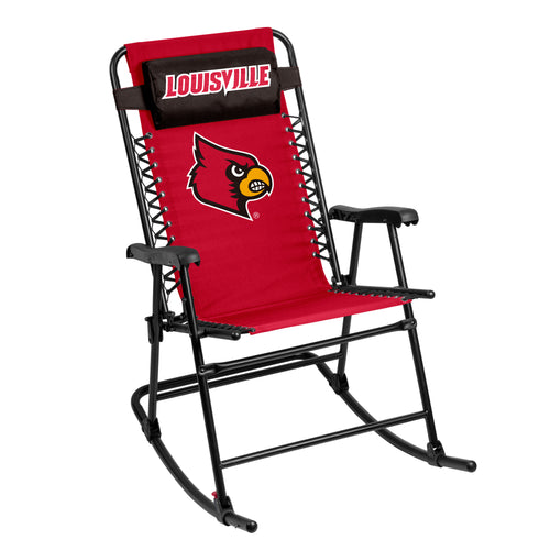 Louisville Bungee Rocker furniture by Logo Brands, featuring a comfortable bungee cord seat and sturdy wooden frame.