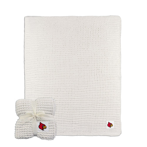 Louisville Cable Knit Throw Blanket by Logo Brands in ivy green, 50x60 inches, cozy and textured for added warmth and style.