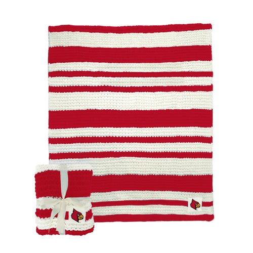 Louisville Cable Knit Throw blanket in 50x60 inches by Logo Brands, featuring cozy cable knit fabric in a home textile setting.