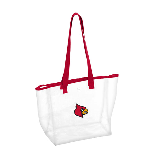 Louisville Stadium clear tote bag by Logo Brands, transparent bag with handles for sporting events and stadium security.