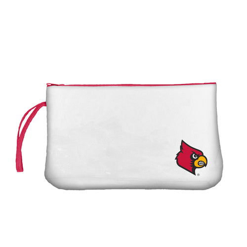 Louisville Clear Wristlet bag by Logo Brands, transparent PVC with wrist strap, designed for convenient carrying and easy access.