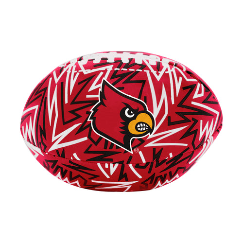 Louisville Graffiti Micro Soft Football by Logo Brands, recreation football with colorful graffiti design and soft exterior.