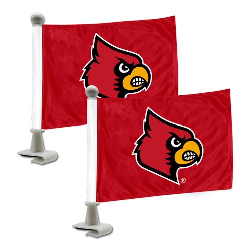 University of Louisville Ambassador auto flag by Logo Brands, featuring the university logo on a durable car flag with pole.