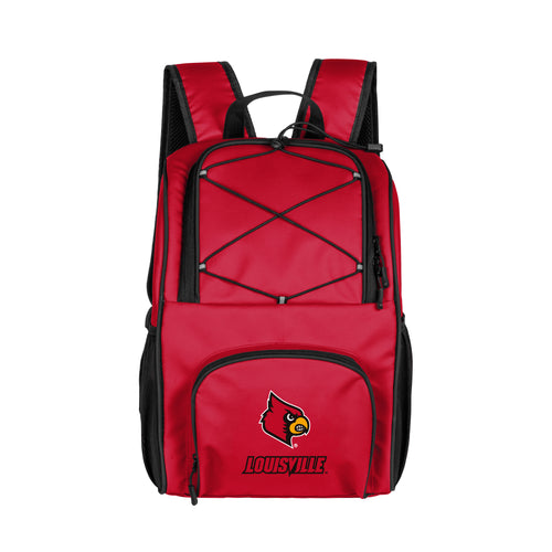 Louisville 24 Can Flex Backpack Cooler by Logo Brands showing insulated cooler with adjustable straps and multiple compartments.