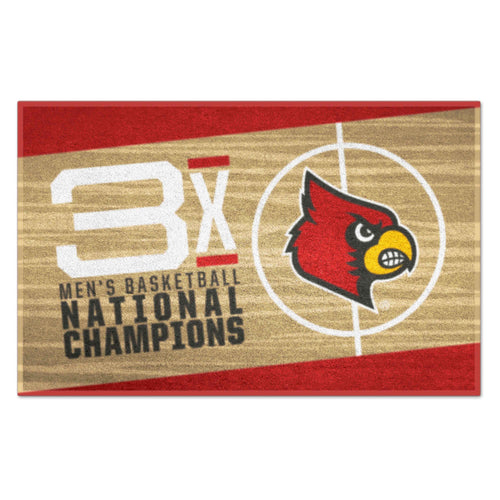 University of Louisville Dynasty Starter Mat by Logo Brands, a durable floor mat featuring the Louisville logo and team colors.