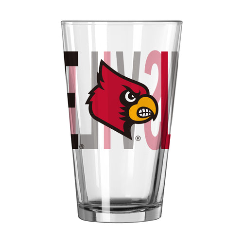 Louisville 16oz Overtime Pint Glass by Logo Brands featuring team logo and design, perfect for sports fans and drinkware collection.