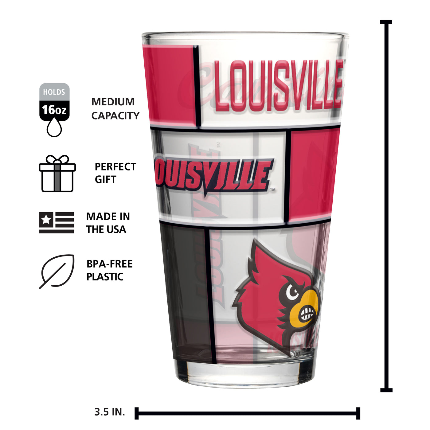 Louisville 16oz Quilted Stained Pint Glass