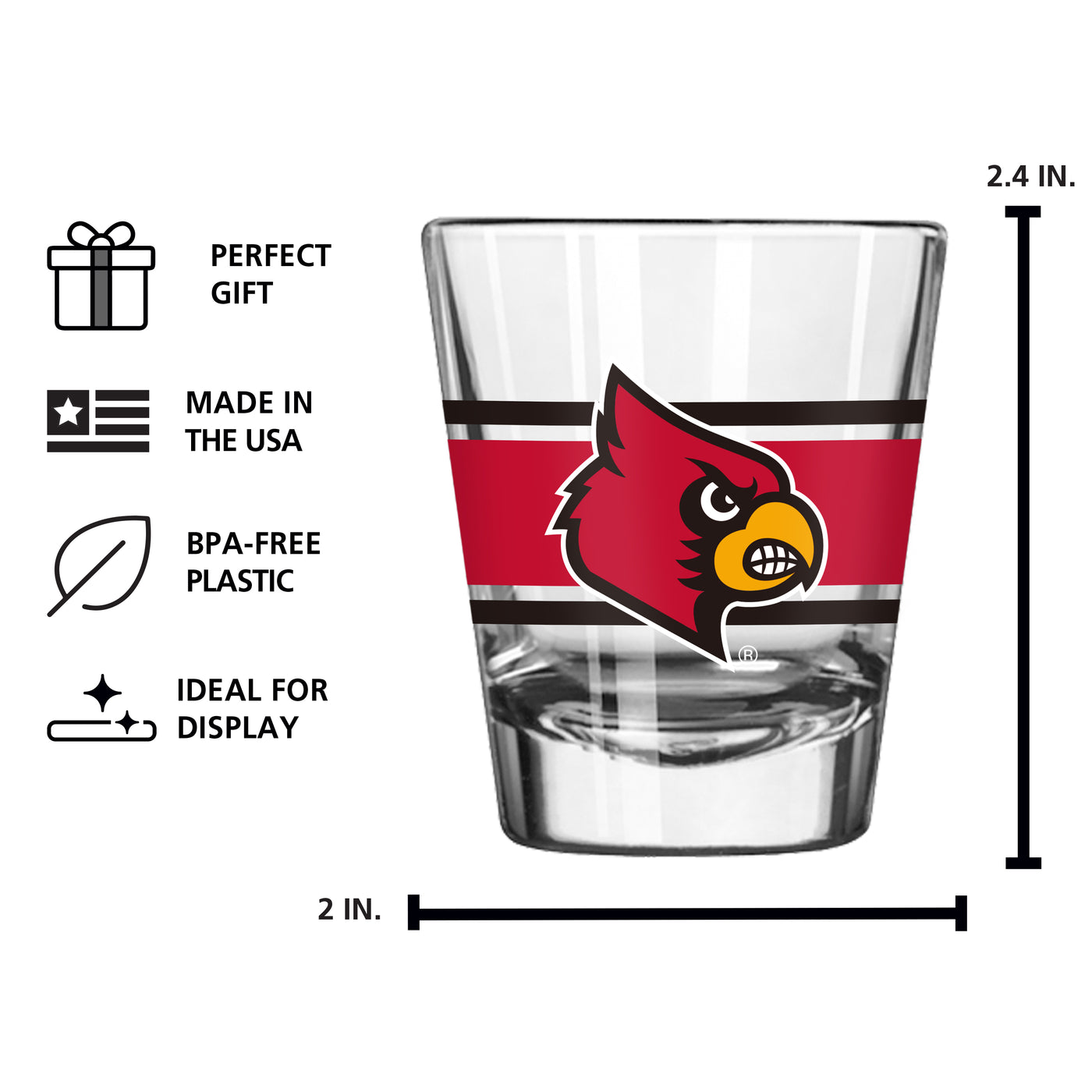 Louisville 2oz Stripe Shot Glass - Logo Brands